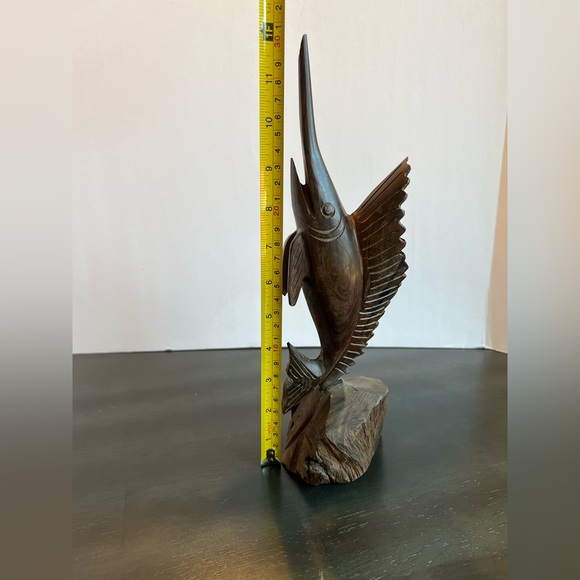 Hand-Carved Polished Ironwood Marlin Swordfish Deep Sea Statue Figurine - Picture 5 of 5